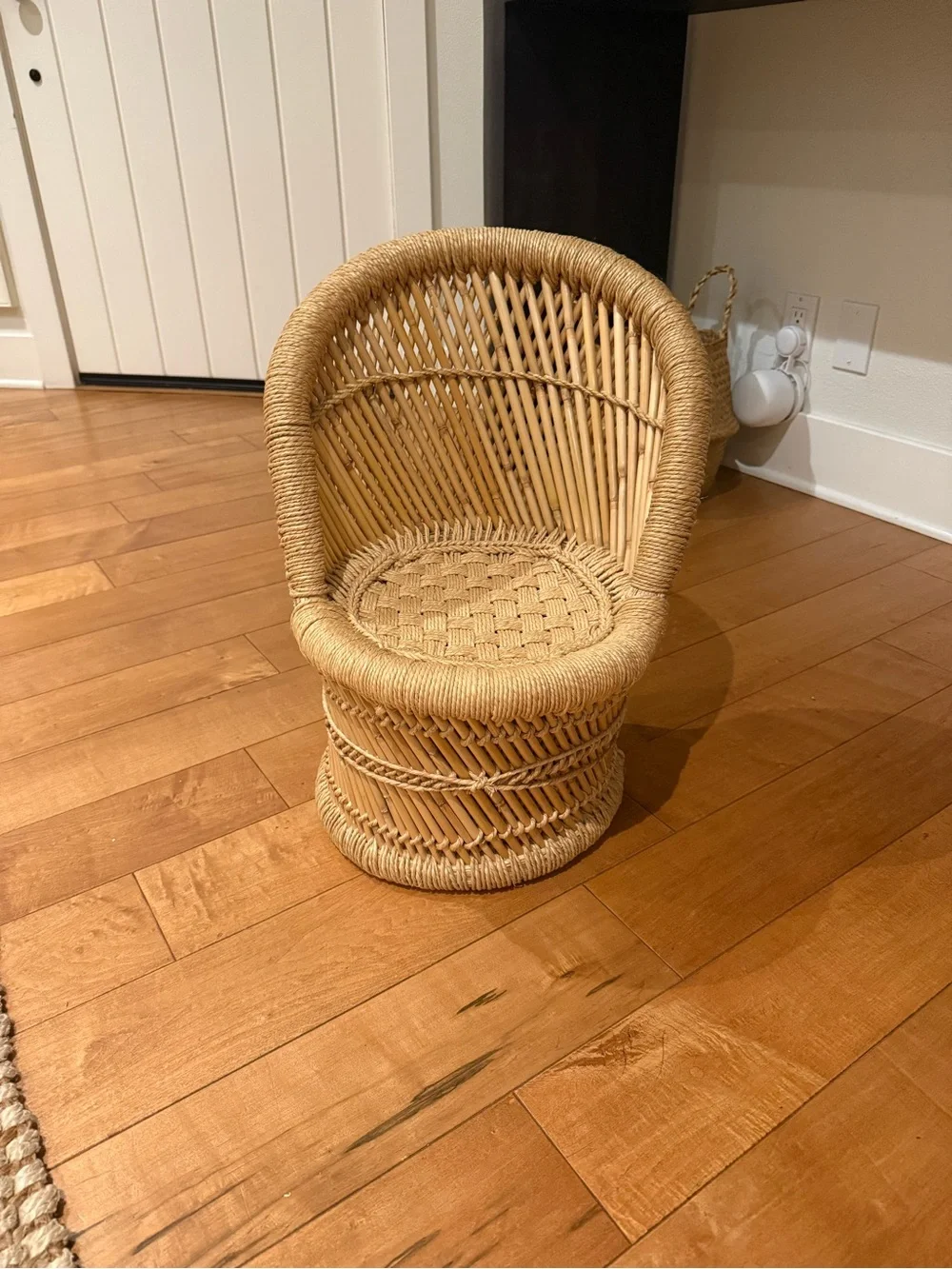 Natural wicker rattan kids chair or decor, plant stand etc